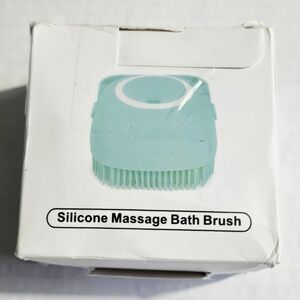 Soft‎ Silicone Massage Bath Brush Dog Cat Scrubber Dispenser Blue New